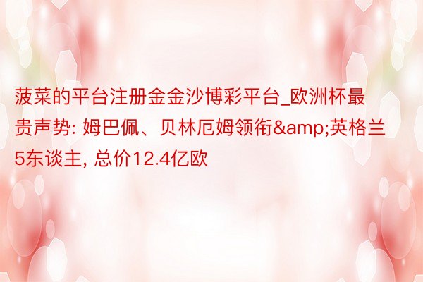菠菜的平台注册金金沙博彩平台_欧洲杯最贵声势: 姆巴佩、贝林厄姆领衔&英格兰5东谈主, 总价12.4亿欧